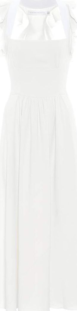 Victoria Beckham Leather-trimmed crêpe dress