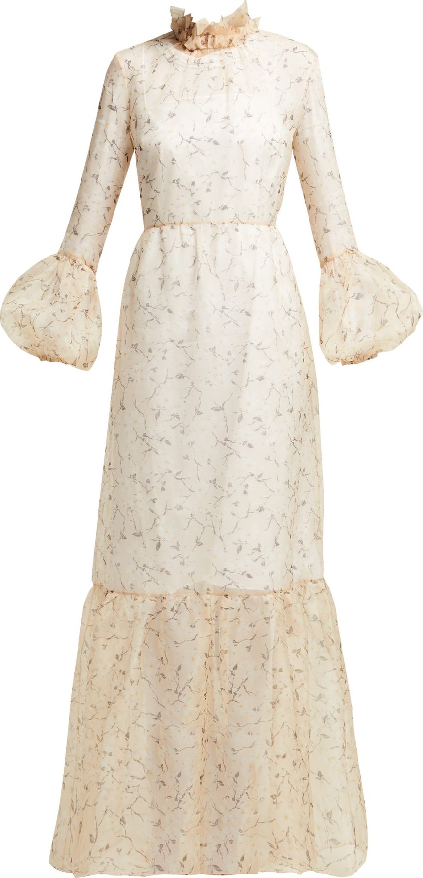 BY. Bonnie Young Floral-print silk-organza gown