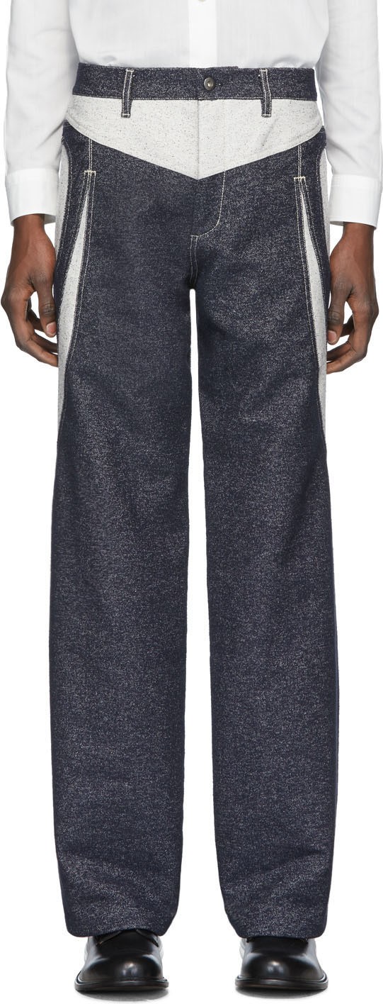 Kiko Kostadinov Indigo & Off-White Riding Claw Jeans