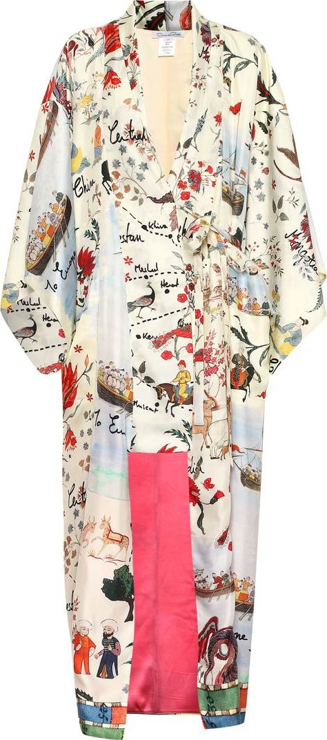 Oscar De La Renta Printed silk-twill kimono