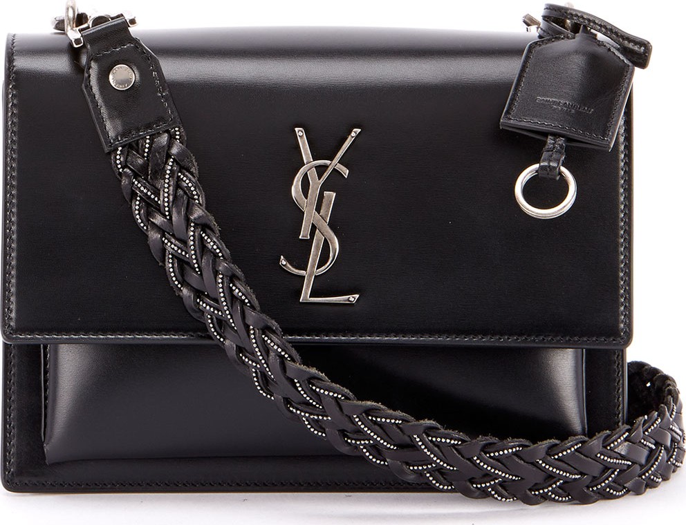 Saint Laurent Sunset Medium YSL Monogram Flap Shoulder Bag - Silver Hardware