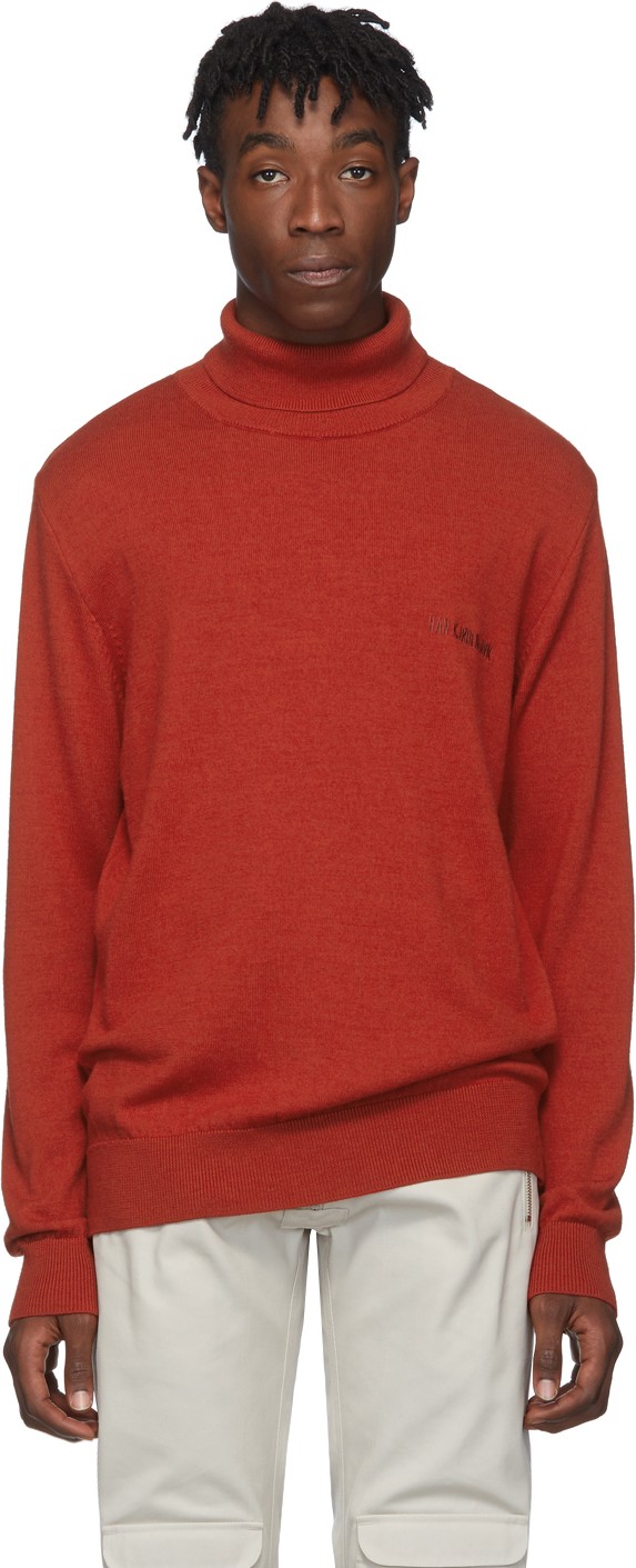 Han Kjobenhavn Red Merino Logo Turtleneck