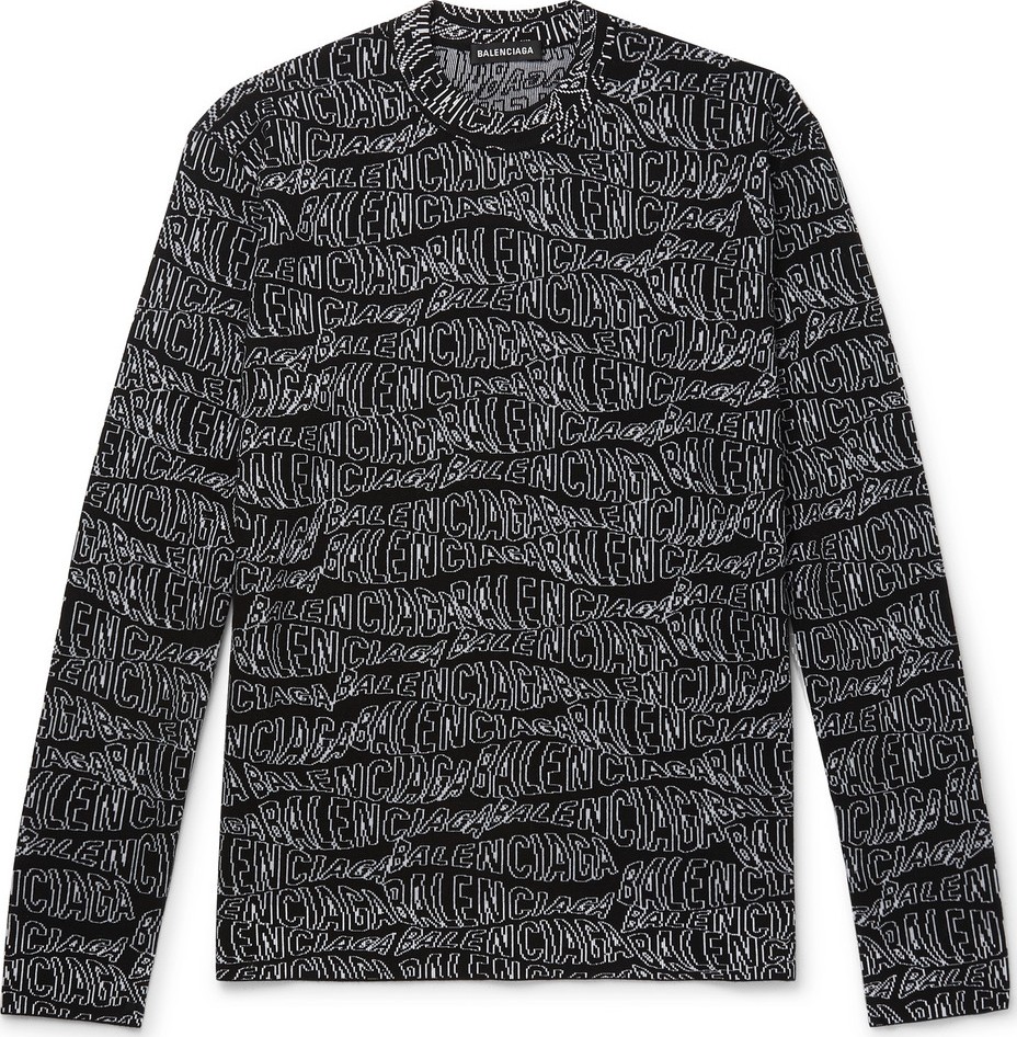 Balenciaga Logo-Intarsia Virgin Wool-Blend Sweater