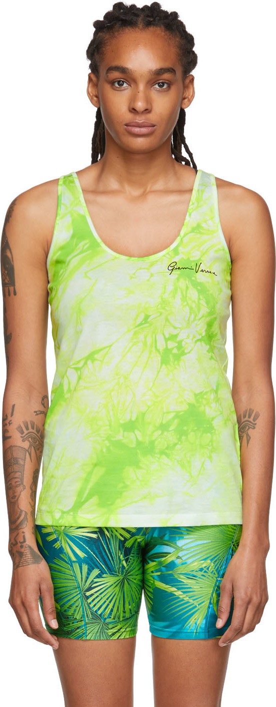 Versace Green Tie-Dye Tank Top