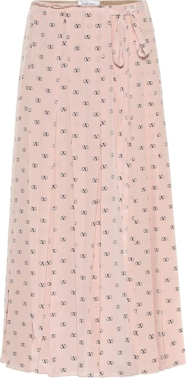 Valentino Mini VLOGO silk midi skirt
