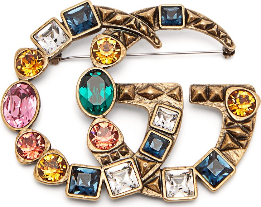 Gucci GG crystal-embellished brooch
