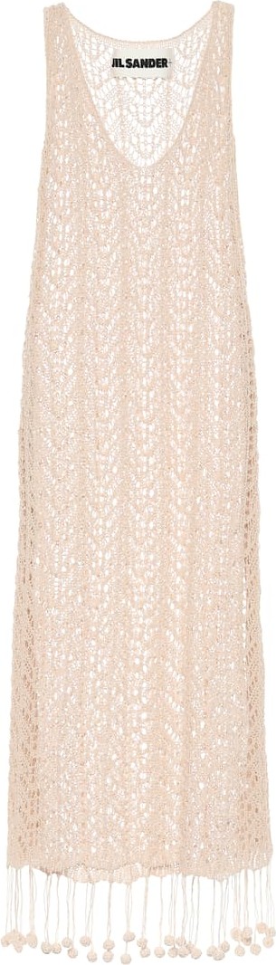 Jil Sander Crocheted cotton midi dress
