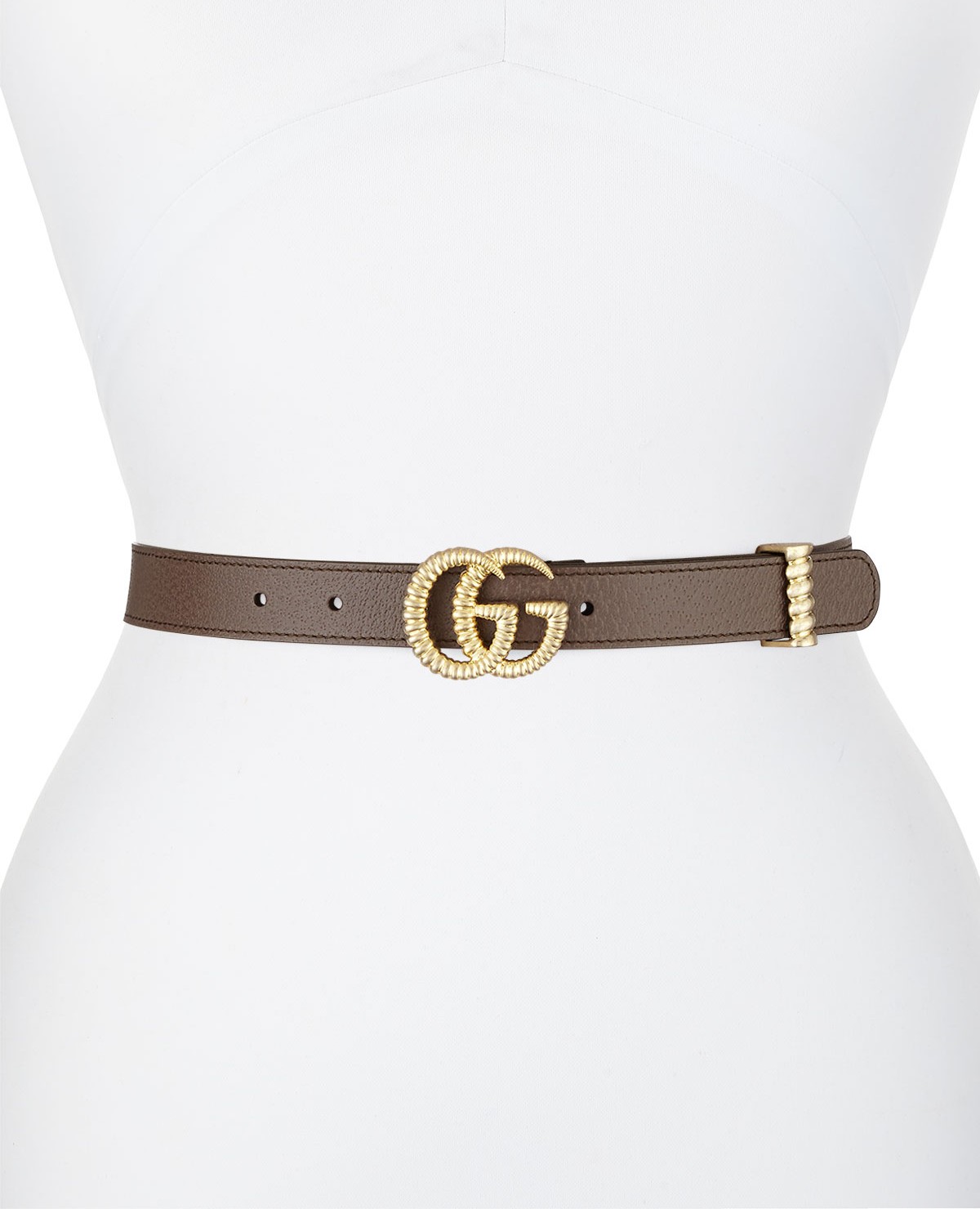 Gucci GG Marmont Leather Belt w/ Textured GG Buckle