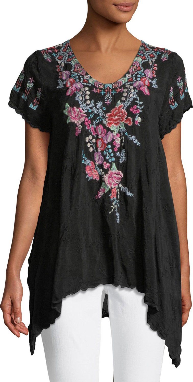 Johnny Was Hinga Georgette Embroidered Tunic