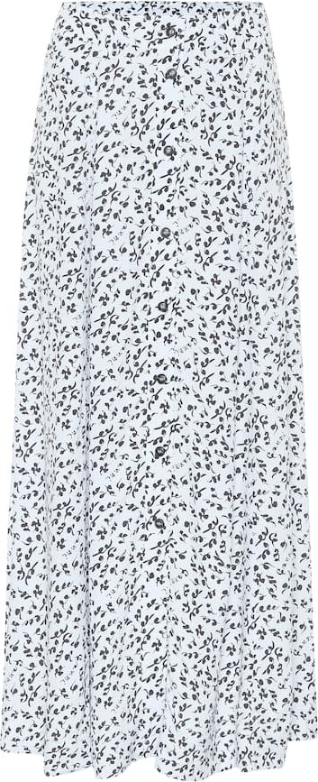 Ganni Printed high-rise crêpe midi skirt