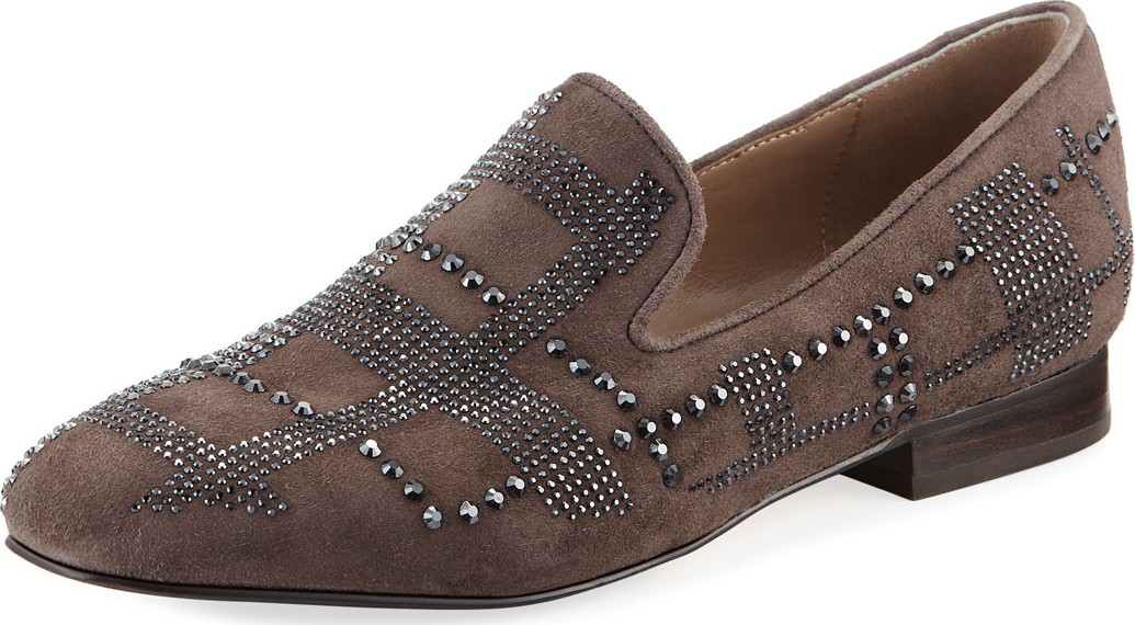 Donald J Pliner Libbi Rhinestone Suede Flat Loafers Donald J Pliner Libbi Rhinestone Suede Flat Loafers