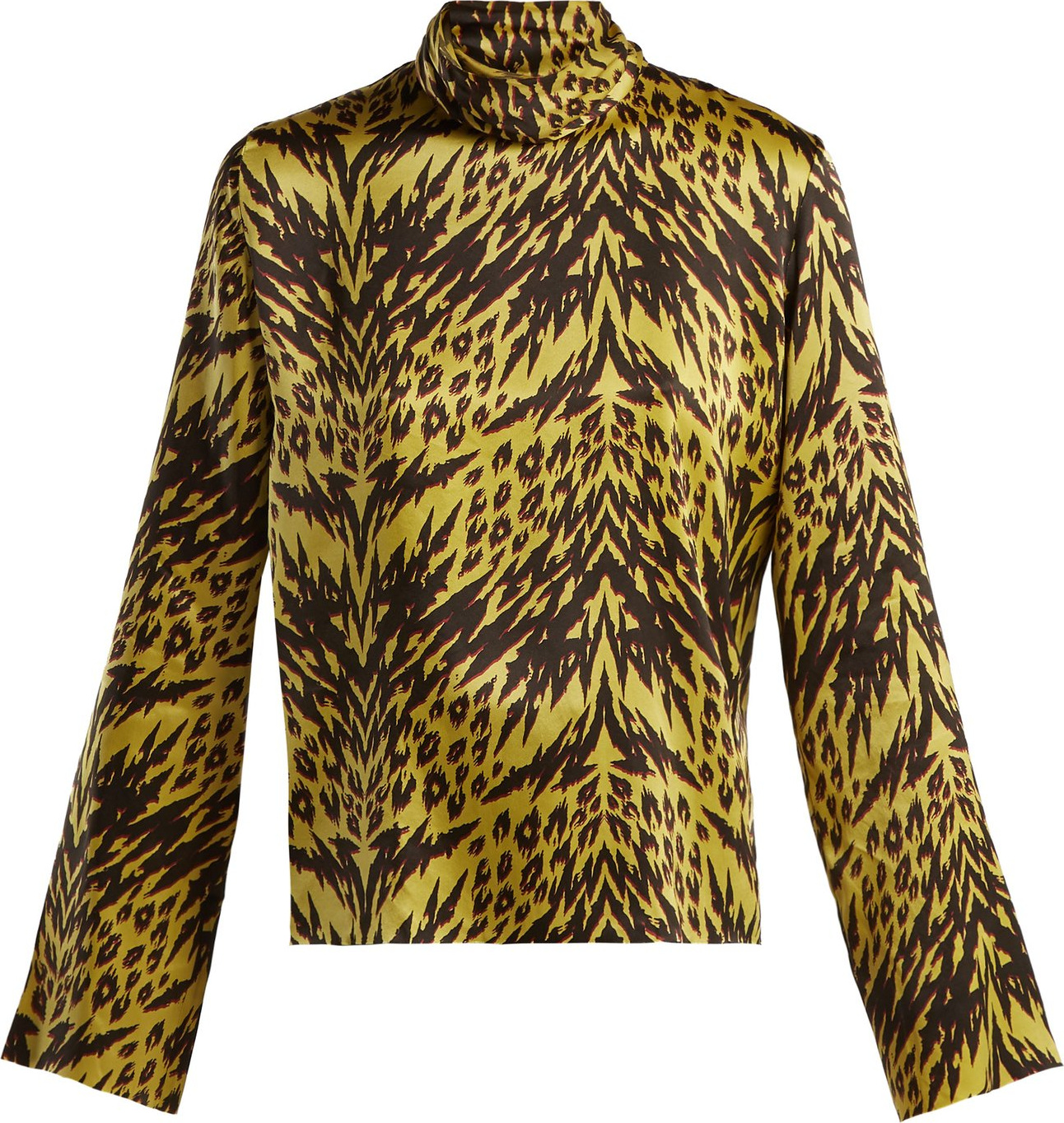 Aries Tiger-print high-neck satin top