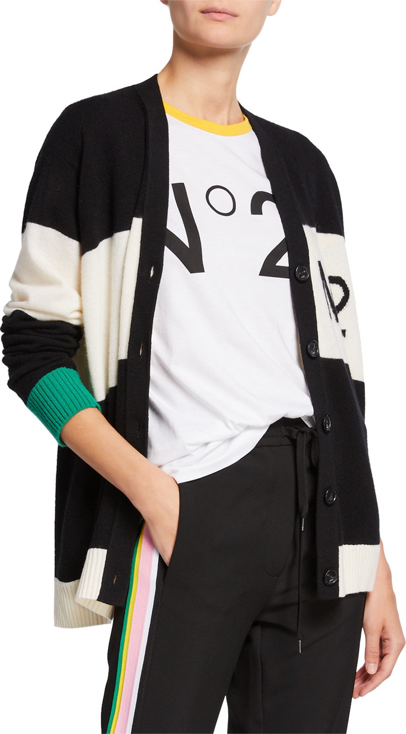 Nº21 Striped Button-Front Cardigan