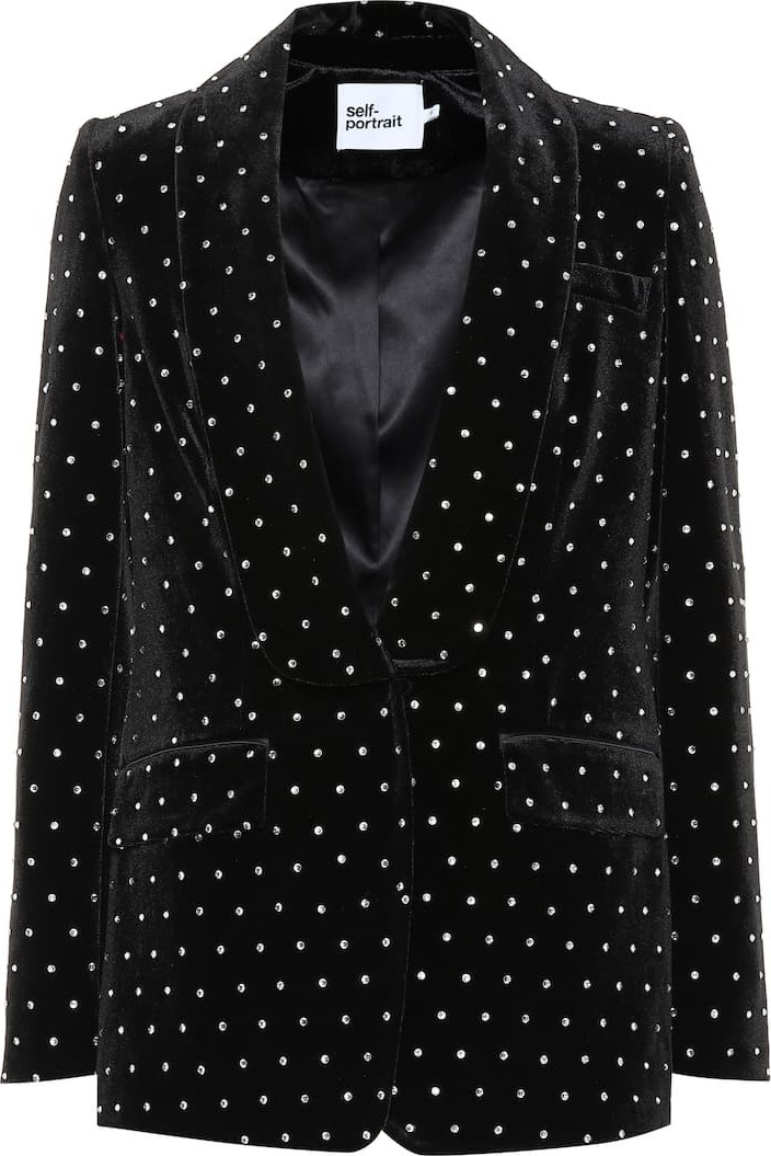 Self Portrait Embellished velvet blazer