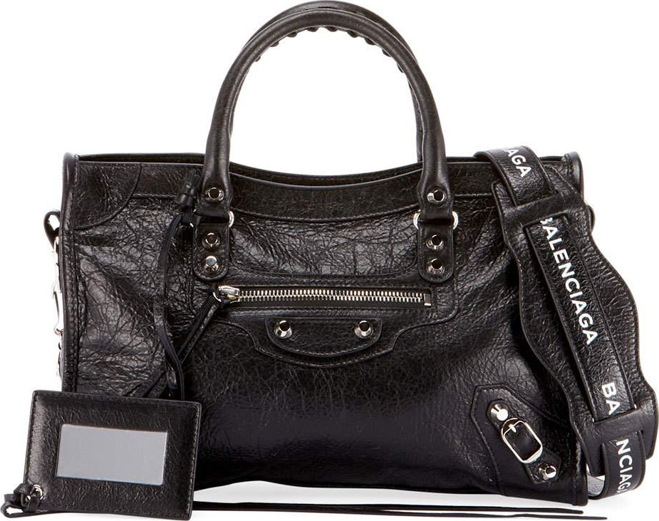 Balenciaga Classic City Small Leather Tote Bag with Logo Strap