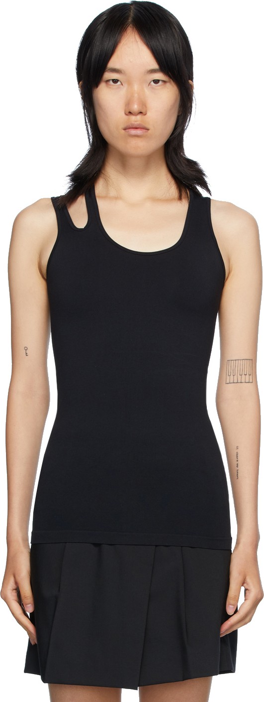 Helmut Lang Black Slashed Seamless Tank Top