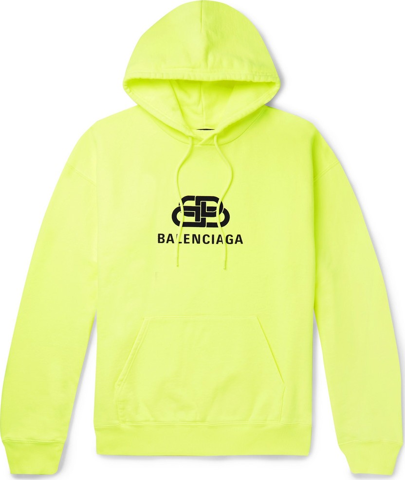 Balenciaga Logo-Print Neon Loopback Cotton-Jersey Hoodie