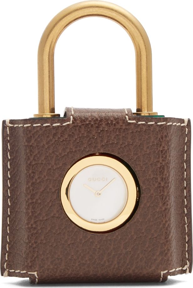 Gucci Constance Web-striped Plexiglas padlock watch