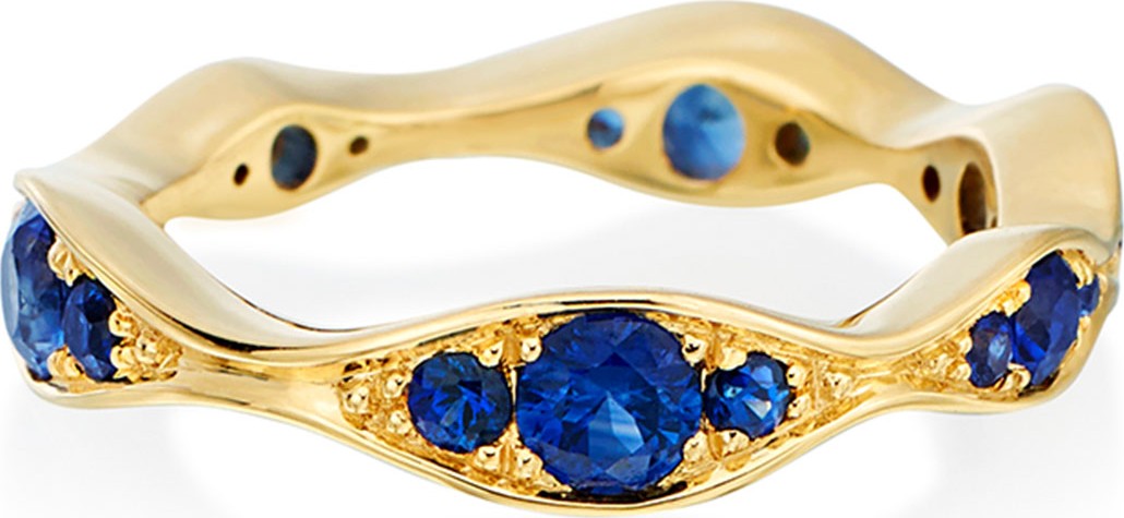 Maria Canale 18k Gold Blue Sapphire Wide Wave Ring