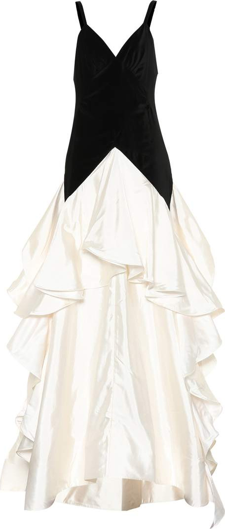 Rosie Assoulin Tiered cotton and velvet gown