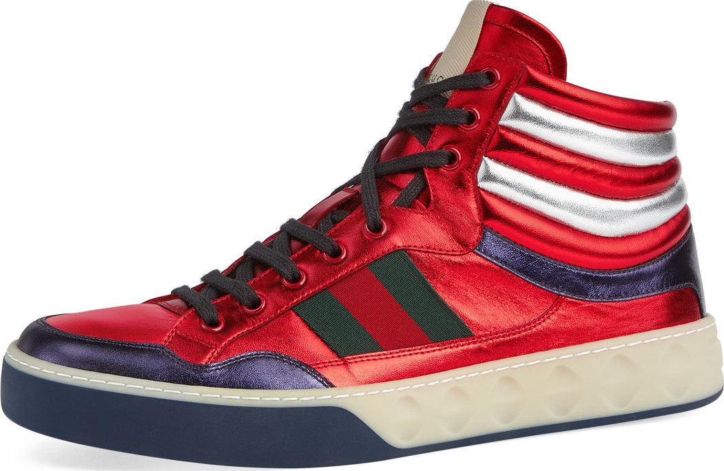 Gucci Metallic Leather High-Top Sneaker