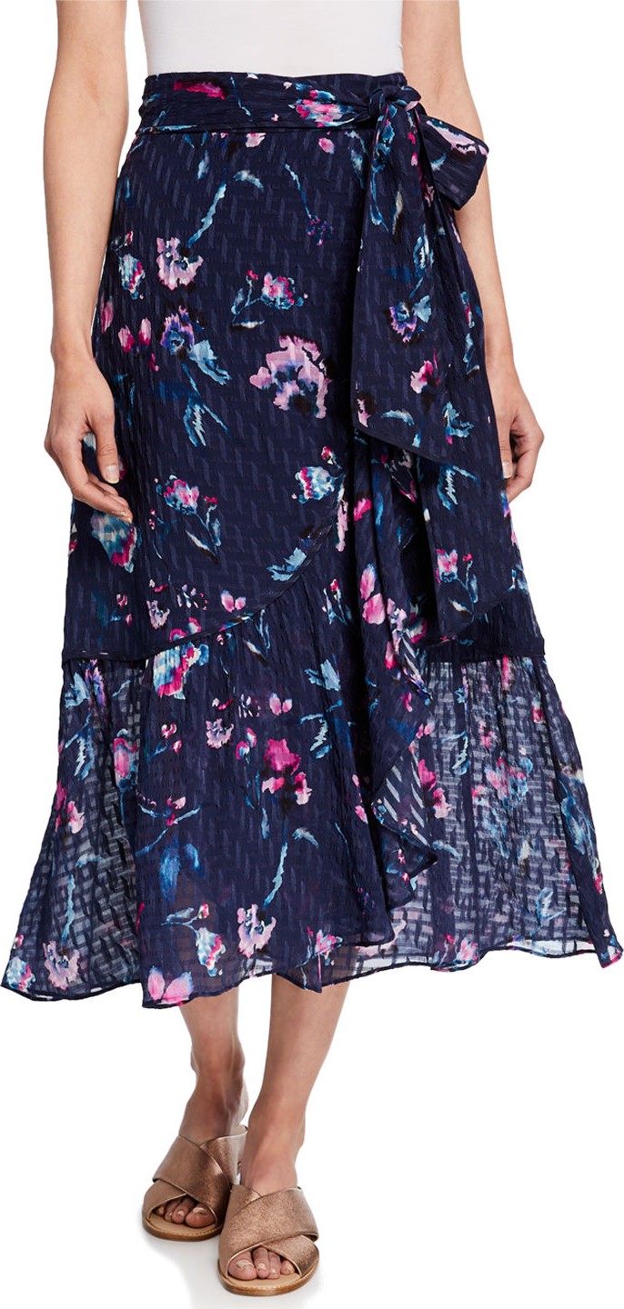Tanya Taylor Angelina Floral Tiered Tie-Waist Skirt