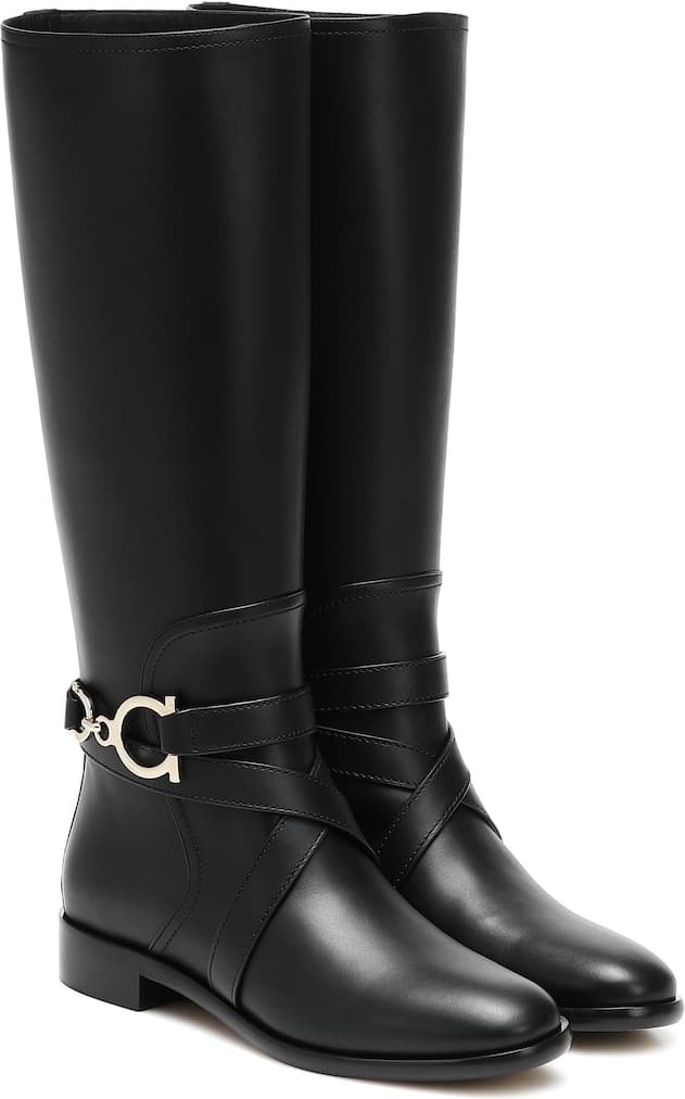 Salvatore Ferragamo Gancini knee-high leather boots