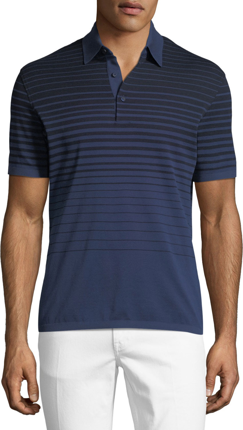 Ermenegildo Zegna Striped Polo Shirt, Blue/Black