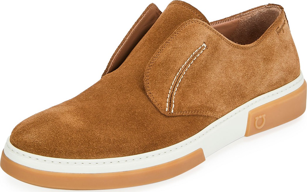 Salvatore Ferragamo Men's Amber Suede Slip-On Sneakers