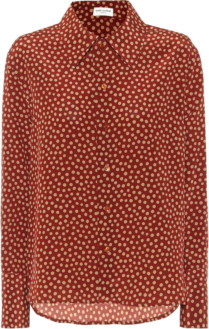 Saint Laurent Polka-dot silk-crêpe shirt