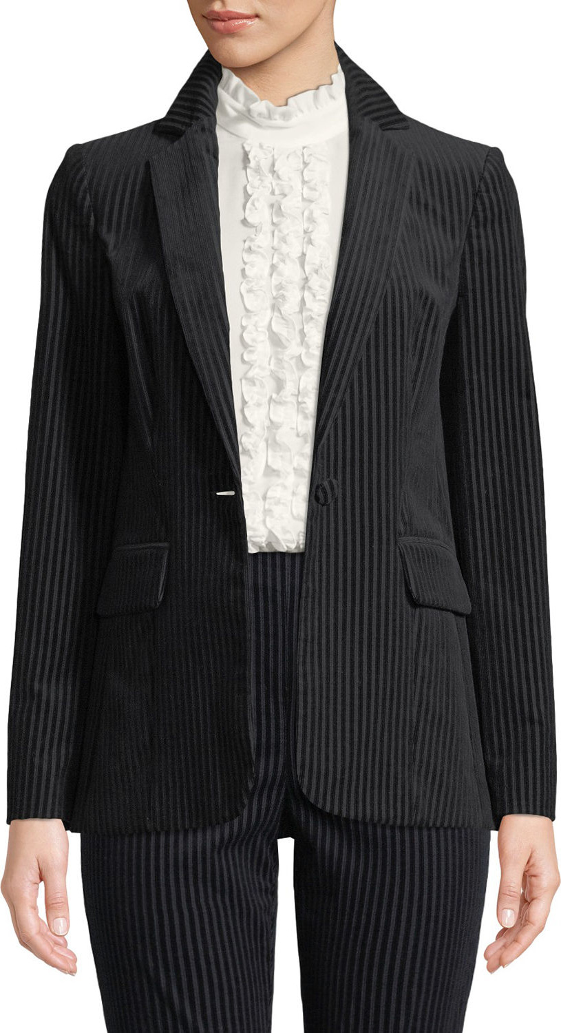 FRAME DENIM Fine Variegated One-Button Blazer Jacket