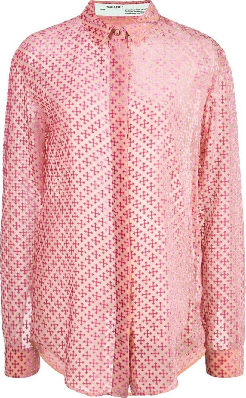 Off White logo velvet burnout shirt