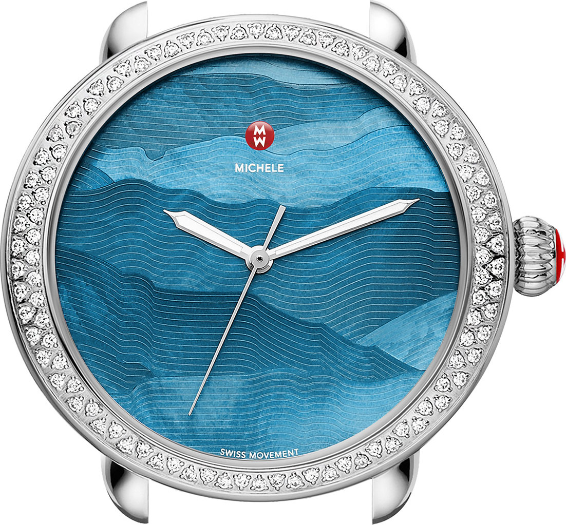 MICHELE Serein 18mm Watch Head with Diamonds in Silver/Teal