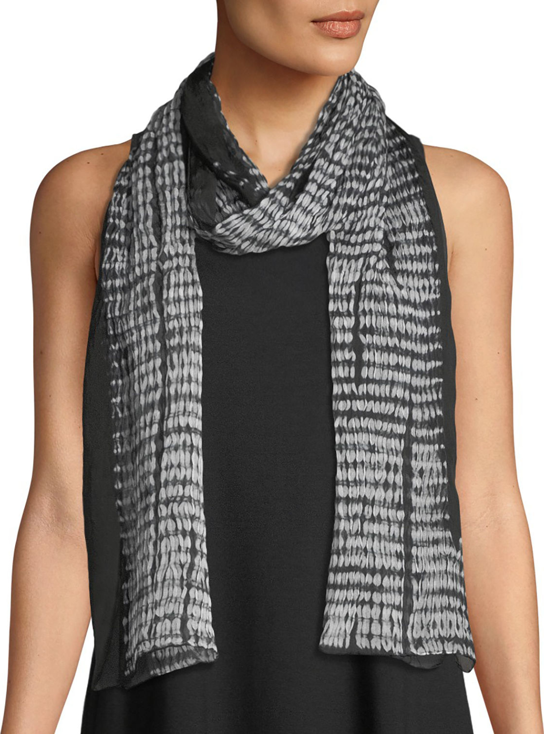 Eileen Fisher Woodgrain Shibori Silk Scarf
