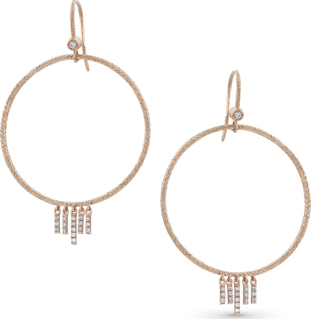 Dominique Cohen 18k Rose Gold Diamond Chevron Drop Earrings
