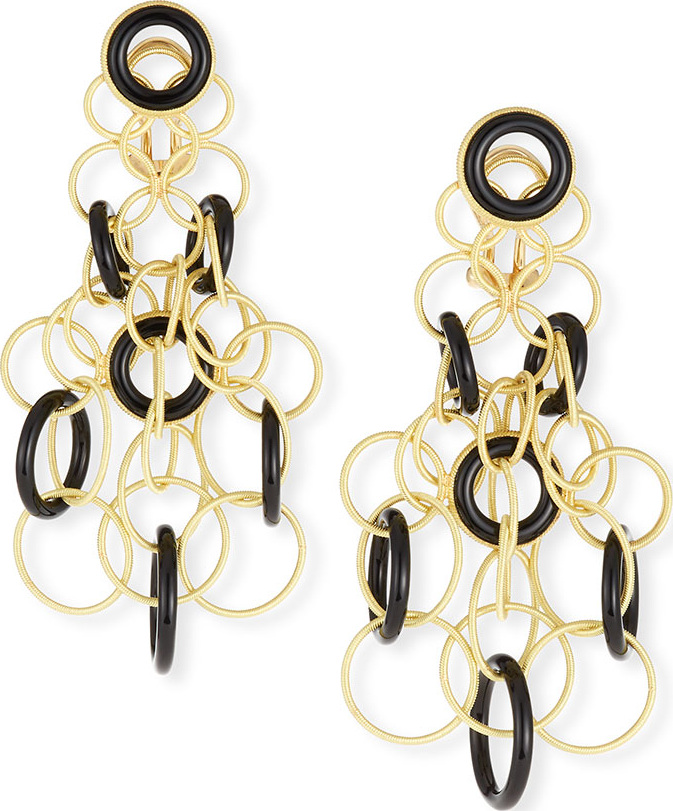 Buccellati Hawaii Onyx Circle Earrings in 18K Gold