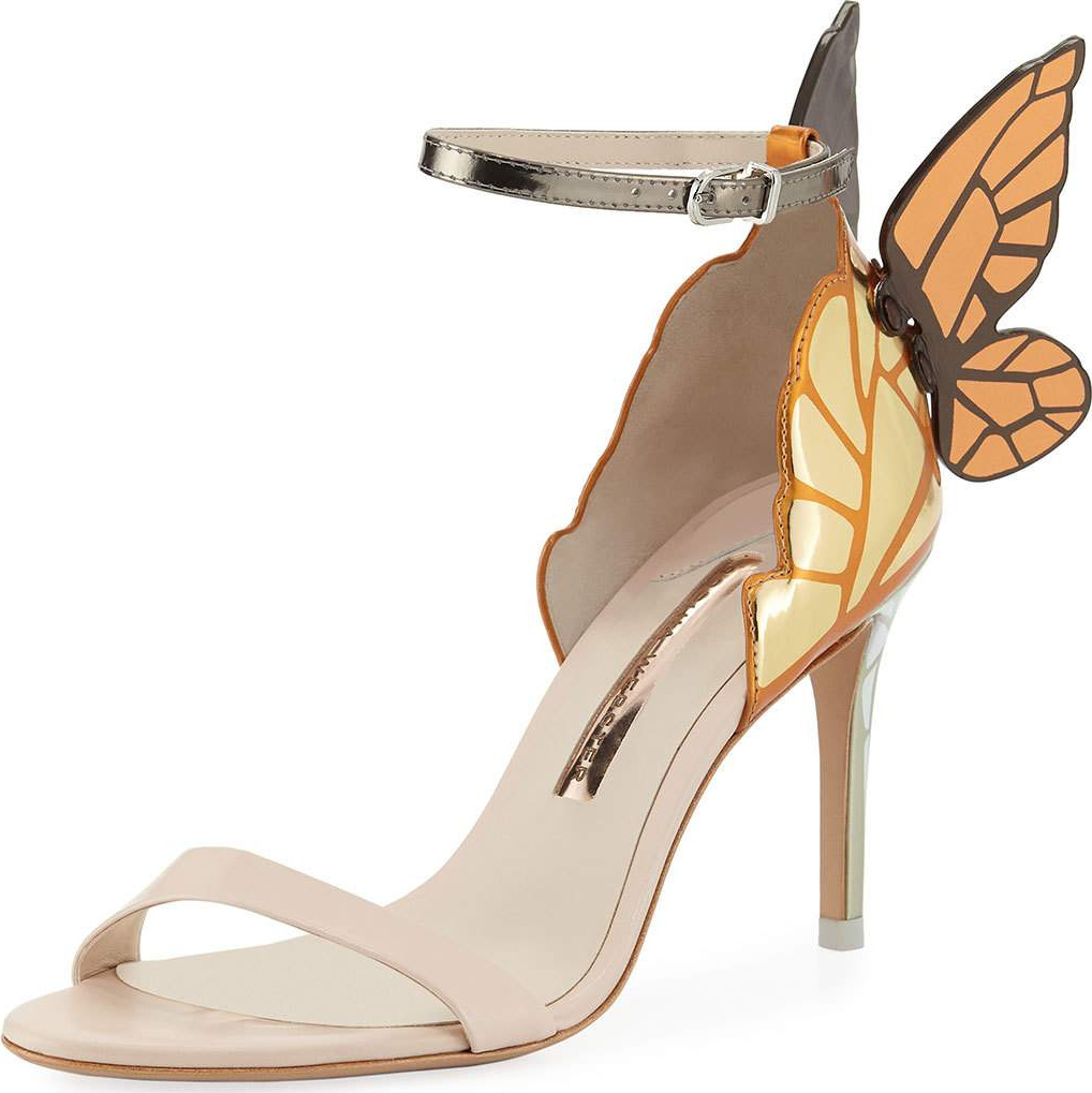 Sophia Webster Chiara Mid-Heel Embroidered Butterfly Sandals