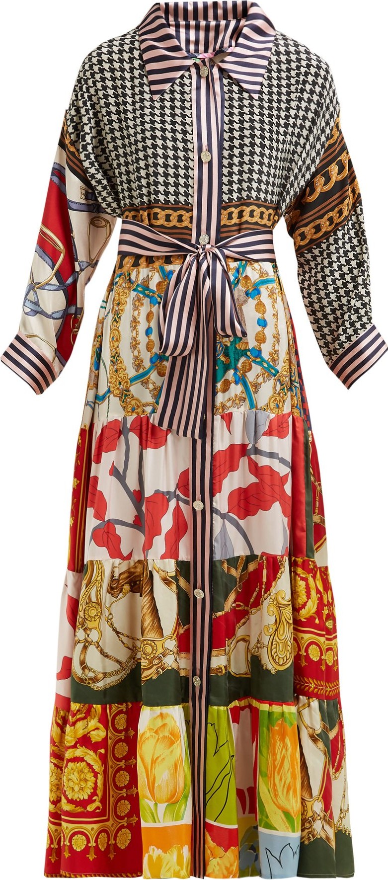 Rianna + Nina Volant tiered-skirt silk shirtdress