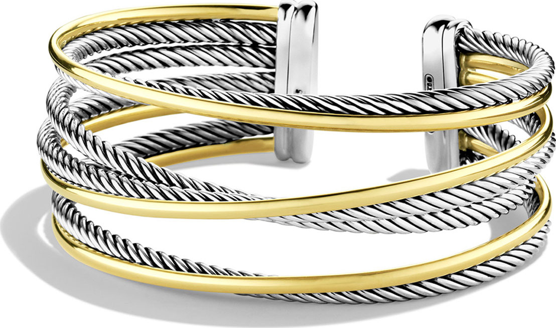 David Yurman Crossover Four-Row Cuff with Gold