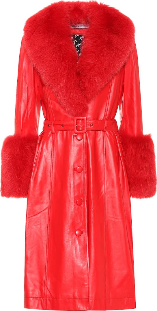 Saks Potts Foxy fur-trimmed leather coat