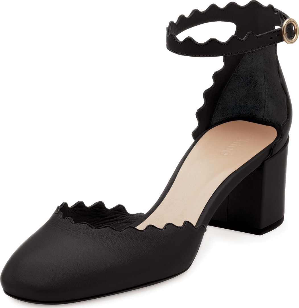 Chloe Lauren Scalloped 40mm Pumps, Black