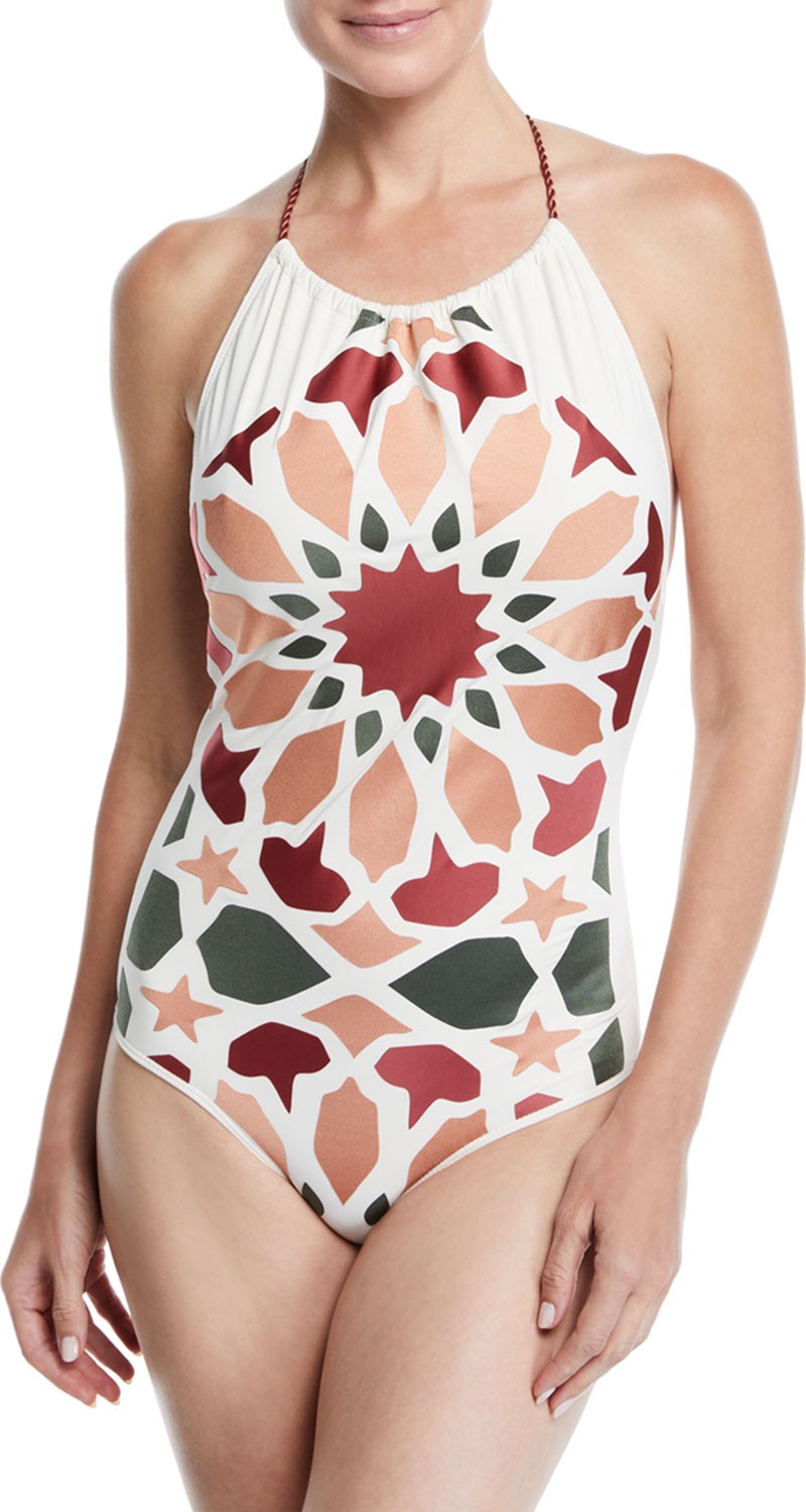 Agua de Coco by liana thomaz Mosaico Printed Halter One-Piece Swimsuit