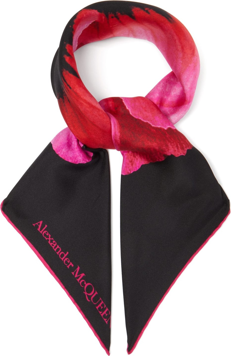 Alexander McQueen Floral-print silk-faille scarf