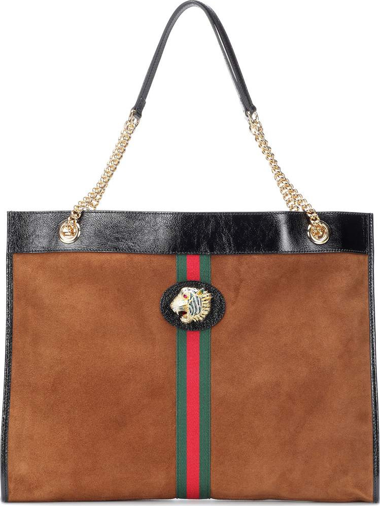 Gucci Large Tiger Head suede tote