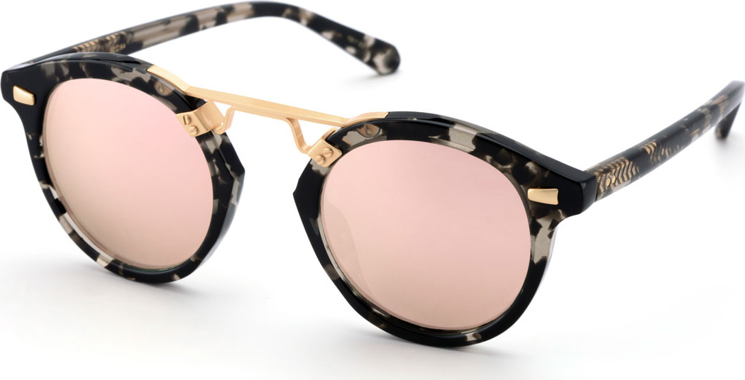 KREWE STL II Round Mirrored Sunglasses