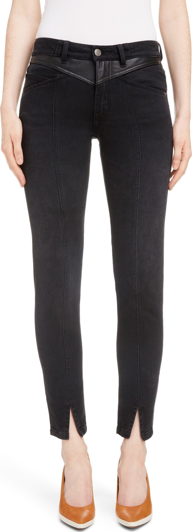 Givenchy Leather Detail Ankle Skinny Jeans