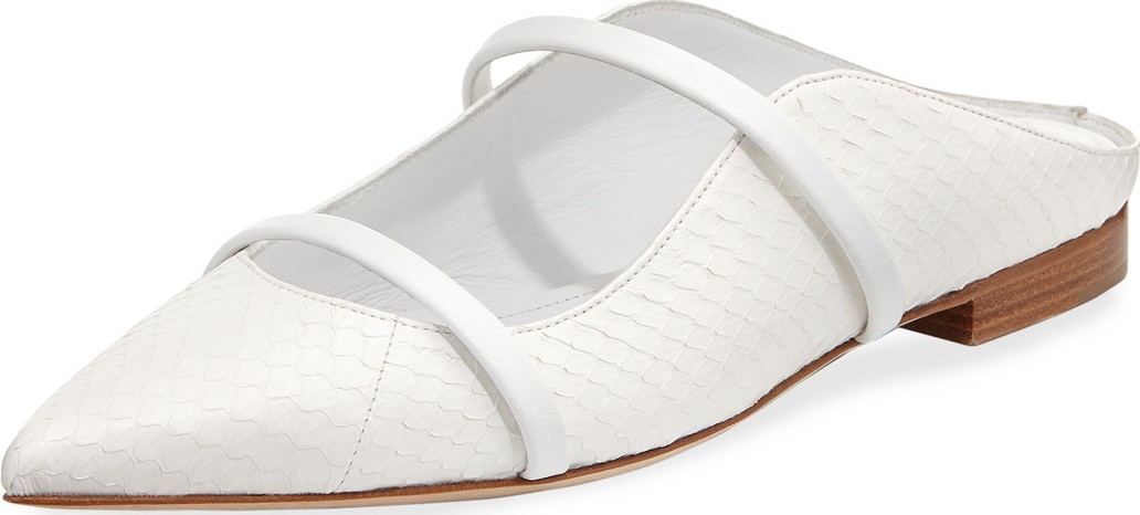 Malone Souliers Maureen Luwolt Flat Snakeskin Mules