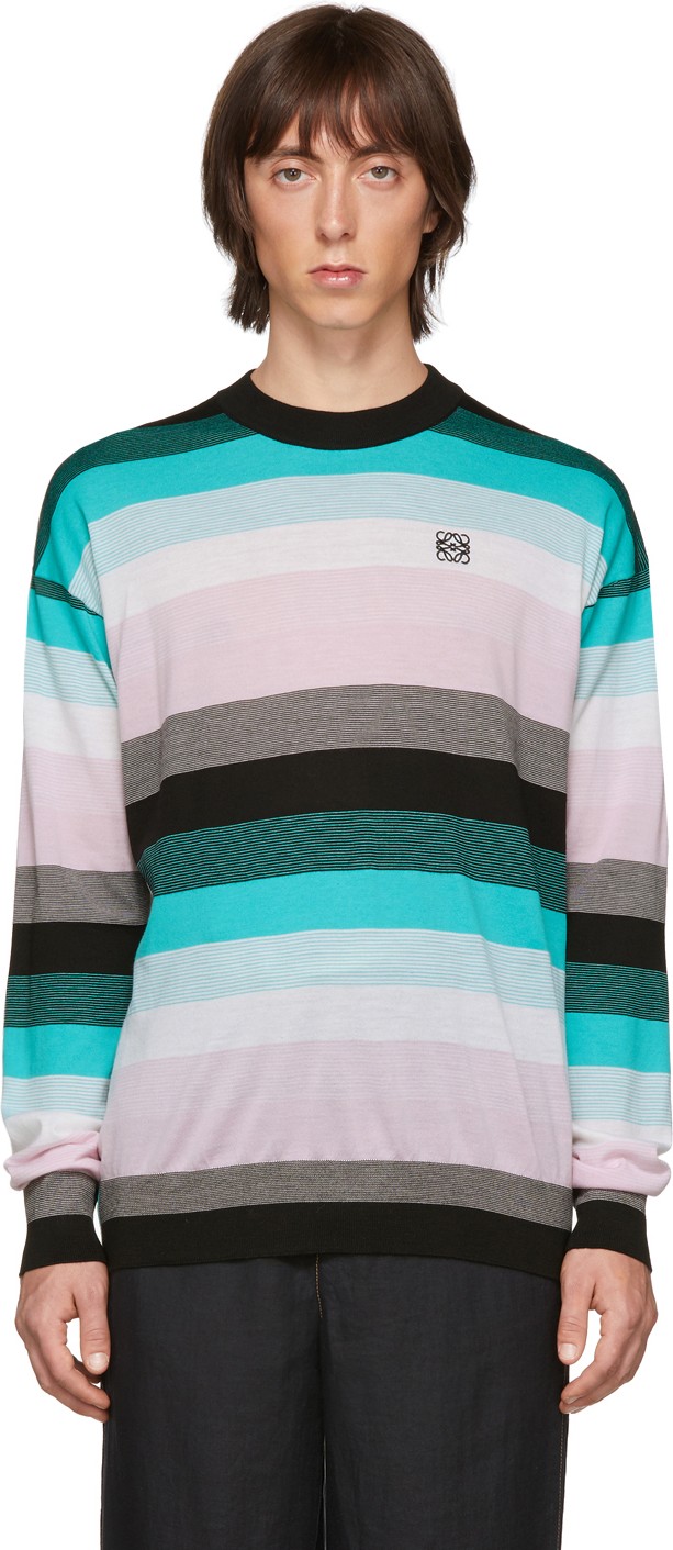 LOEWE Blue Stripe Anagram Sweater