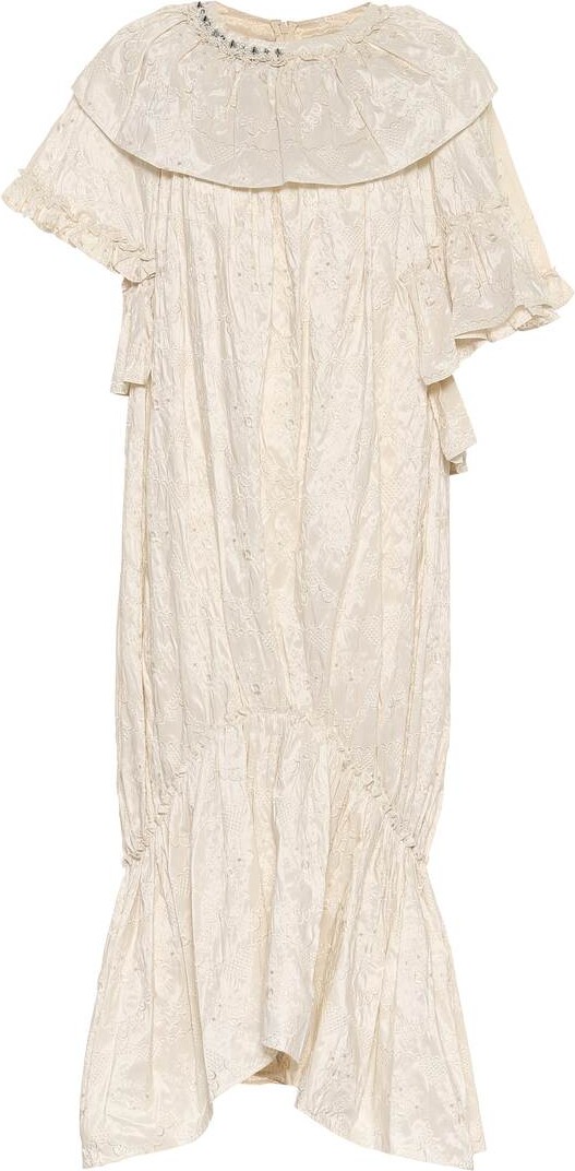 Simone Rocha Floral-embroidered midi dress