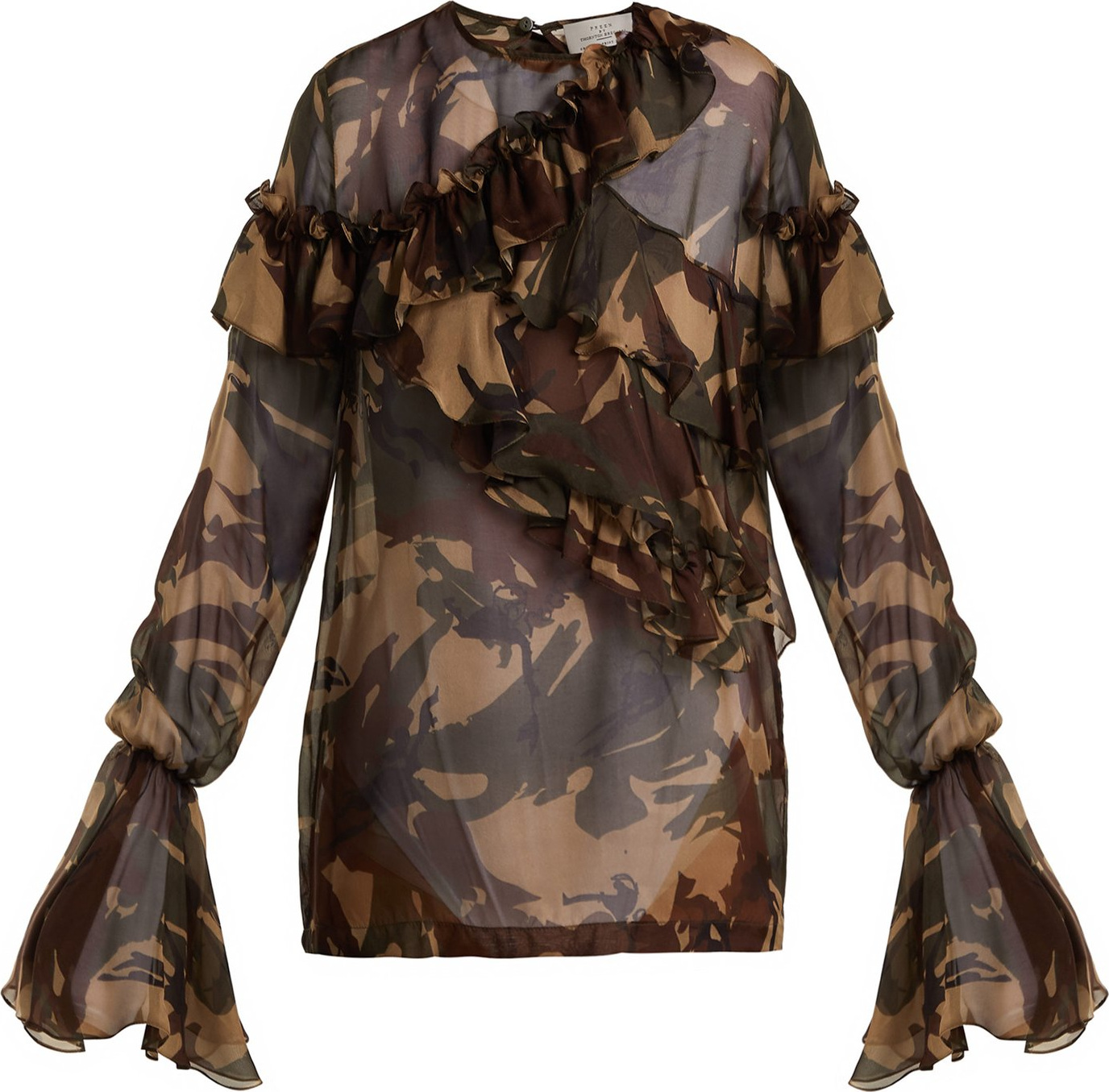 Preen Bella camouflage-print silk-chiffon blouse